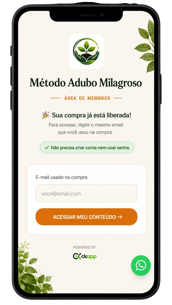 Tela real da área de membros do Método Adubo Milagroso