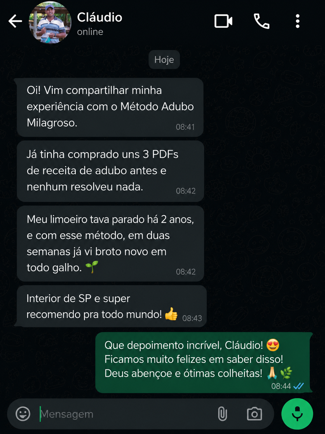 Depoimento de aluno