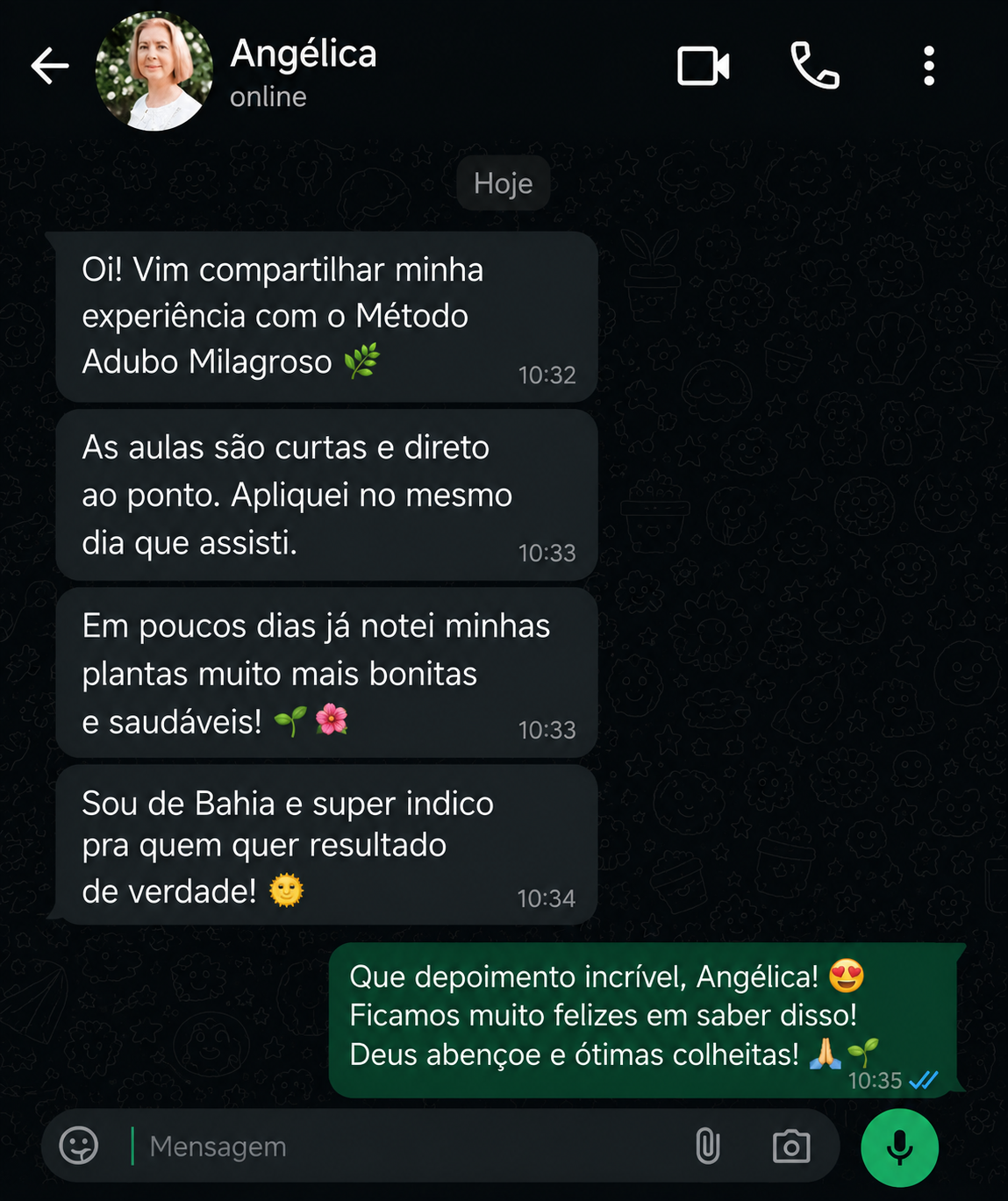 Depoimento de aluno